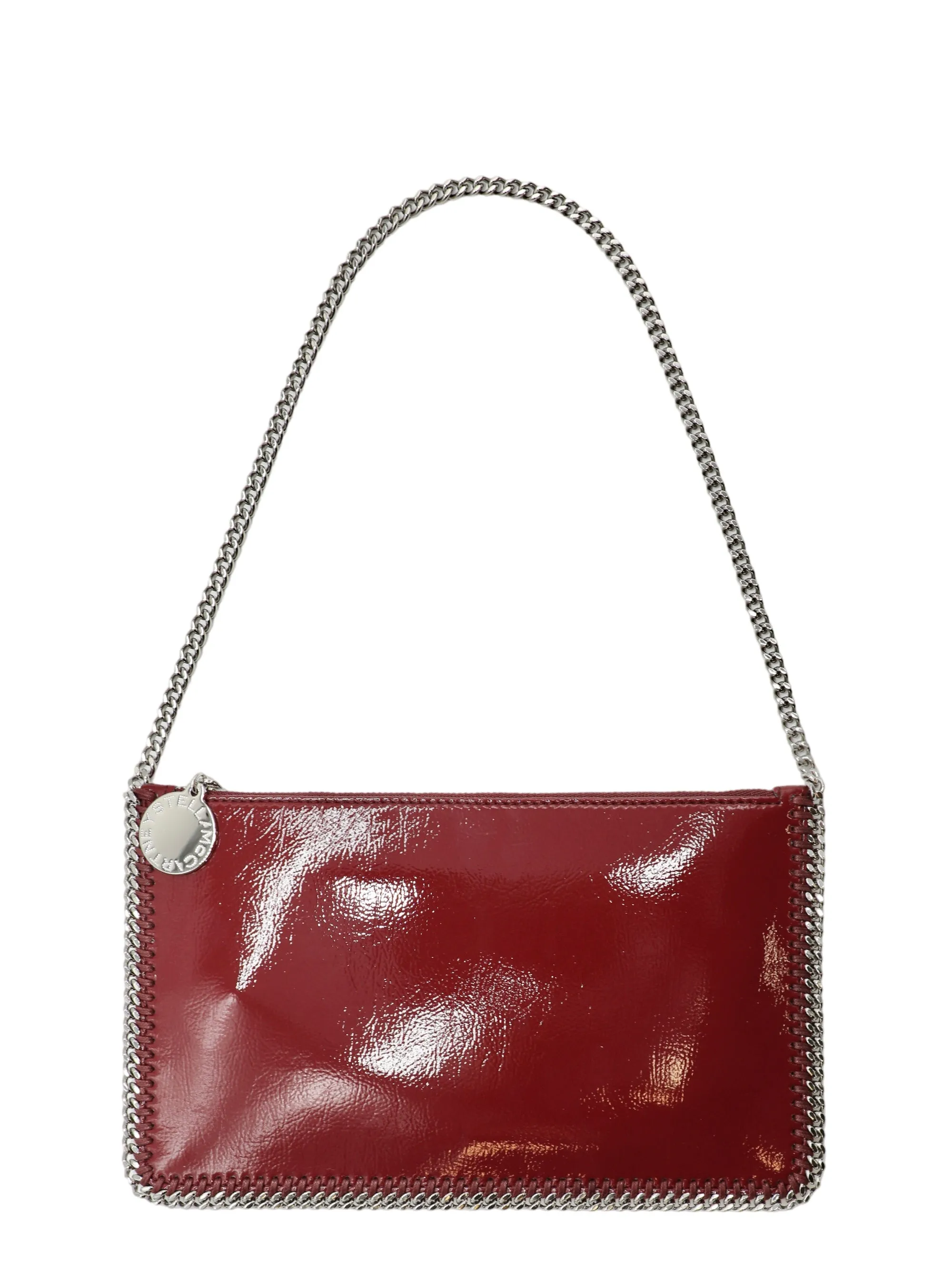 Stella McCartney Crinkled Patent Pochette Handbag in Burgundy