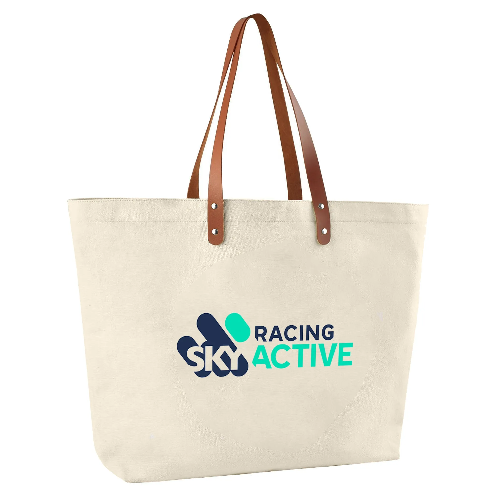 Stock Cotton Tote Bag With Leather straps(SCB-72D)