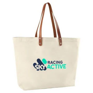 Stock Cotton Tote Bag With Leather straps(SCB-72D)