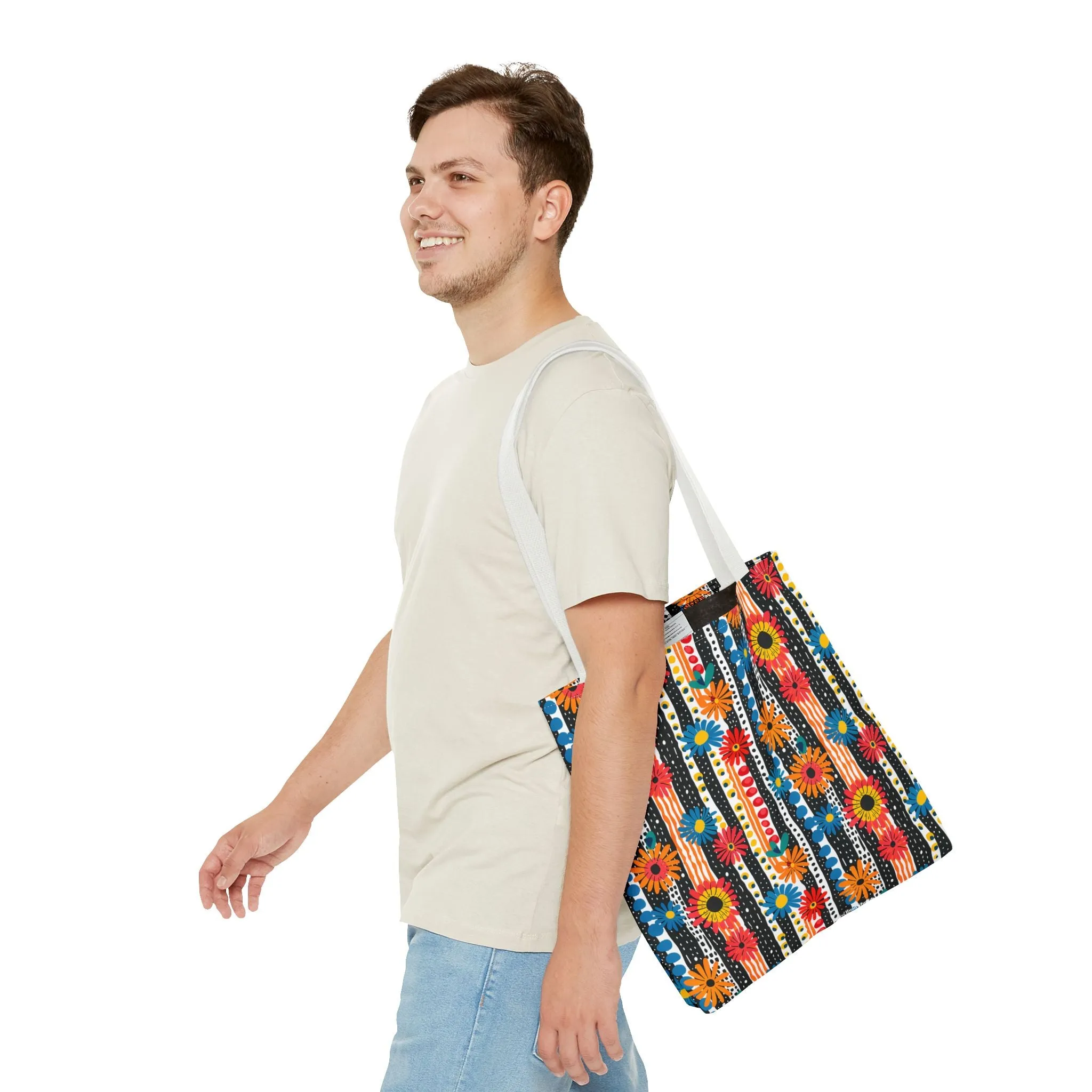 Striped Daisy Play Tote Bag - Ad a Pop of Playful Charm to Your Day! Available in 3 sizes.