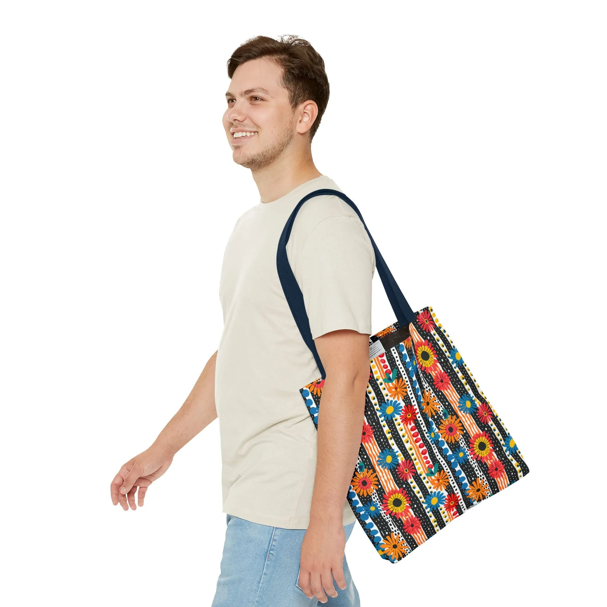 Striped Daisy Play Tote Bag - Ad a Pop of Playful Charm to Your Day! Available in 3 sizes.