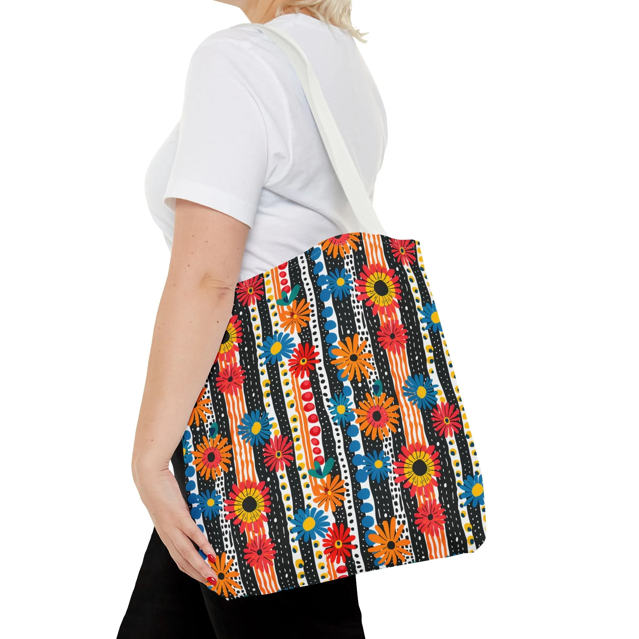 Striped Daisy Play Tote Bag - Ad a Pop of Playful Charm to Your Day! Available in 3 sizes.