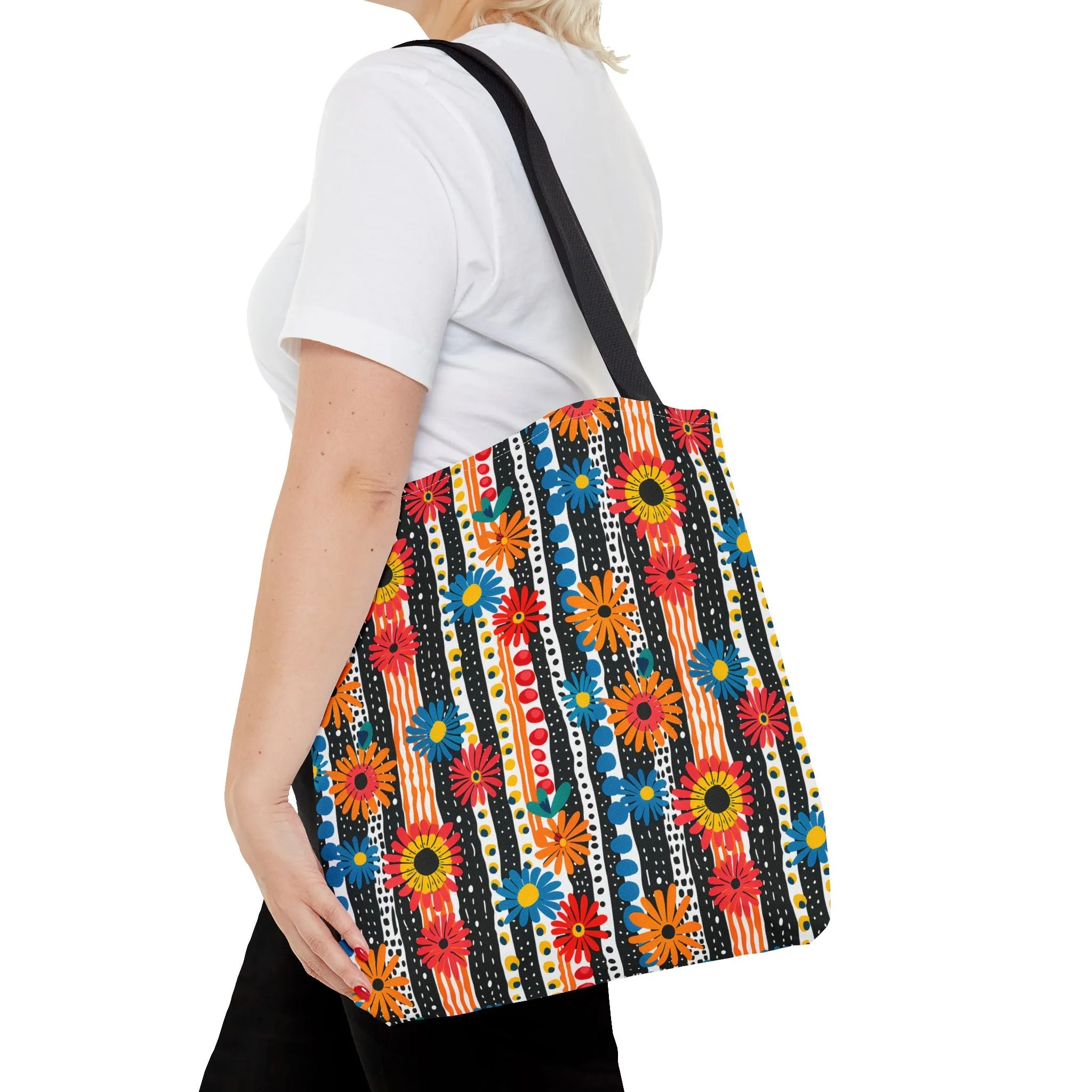 Striped Daisy Play Tote Bag - Ad a Pop of Playful Charm to Your Day! Available in 3 sizes.