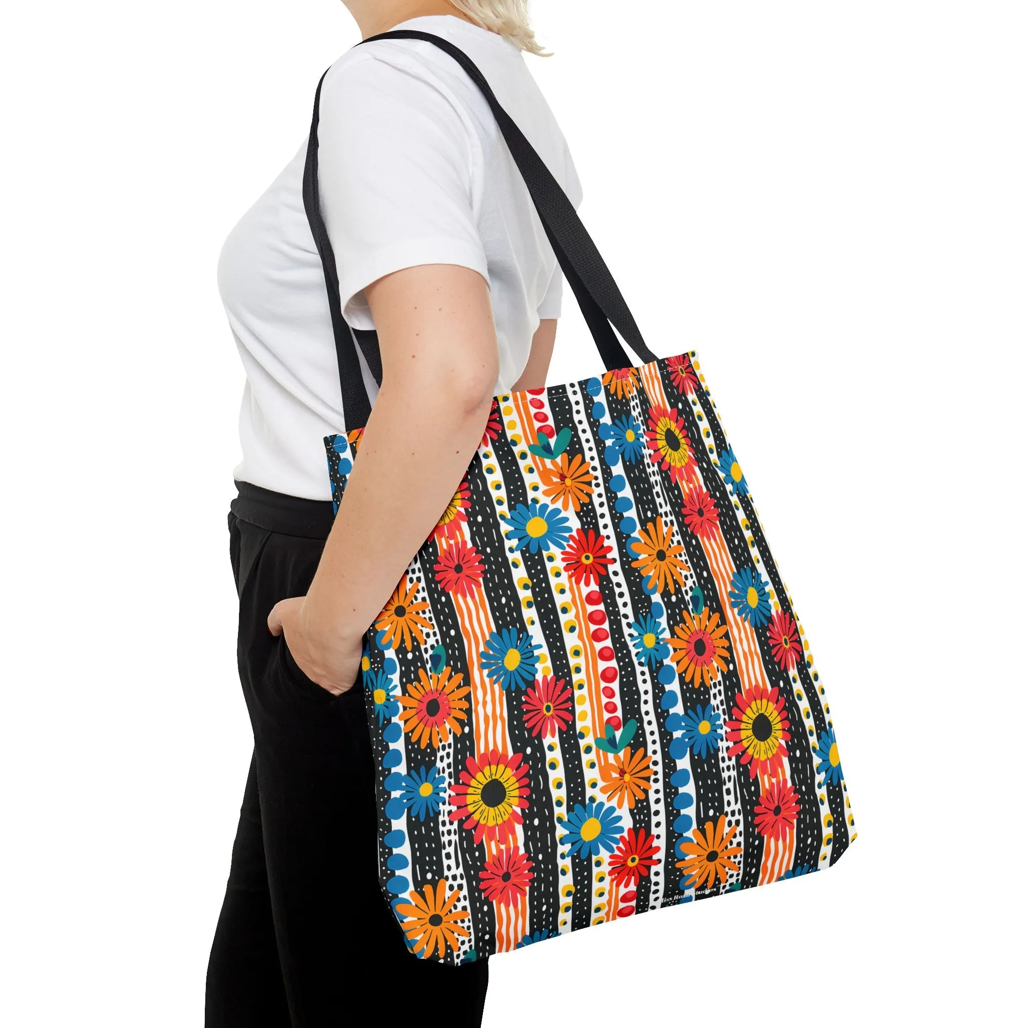 Striped Daisy Play Tote Bag - Ad a Pop of Playful Charm to Your Day! Available in 3 sizes.