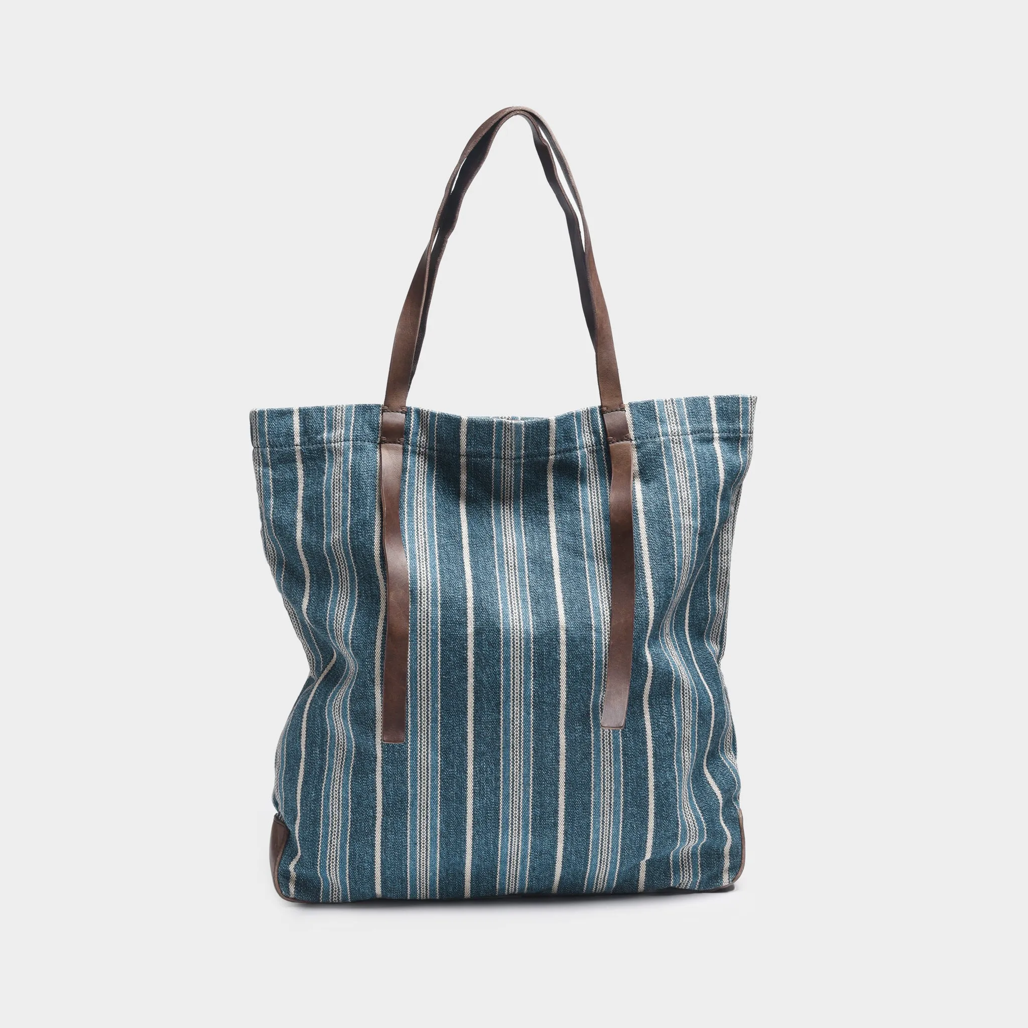 Striped Denim Tote