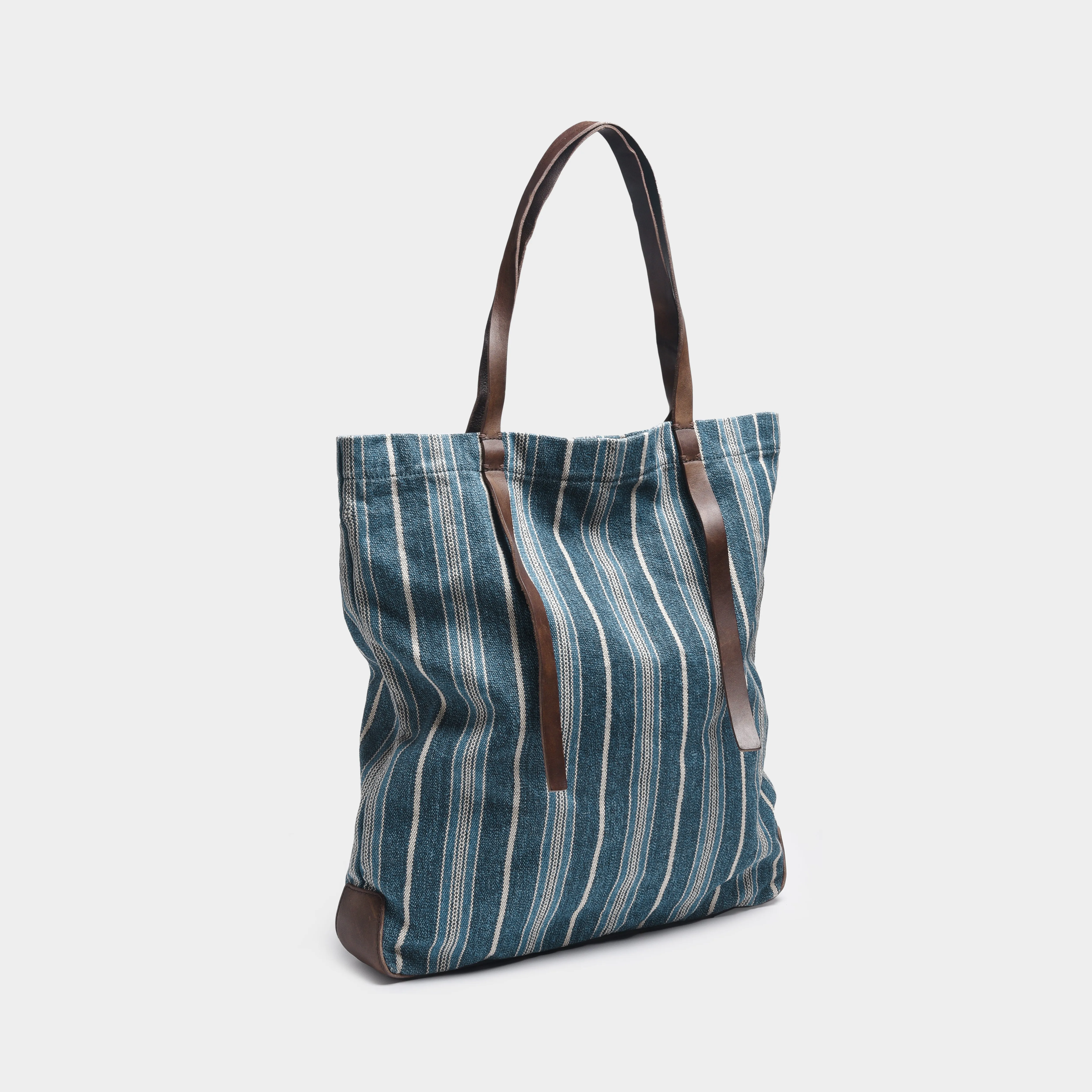Striped Denim Tote