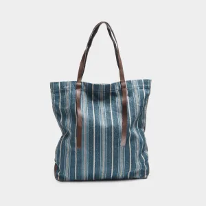 Striped Denim Tote