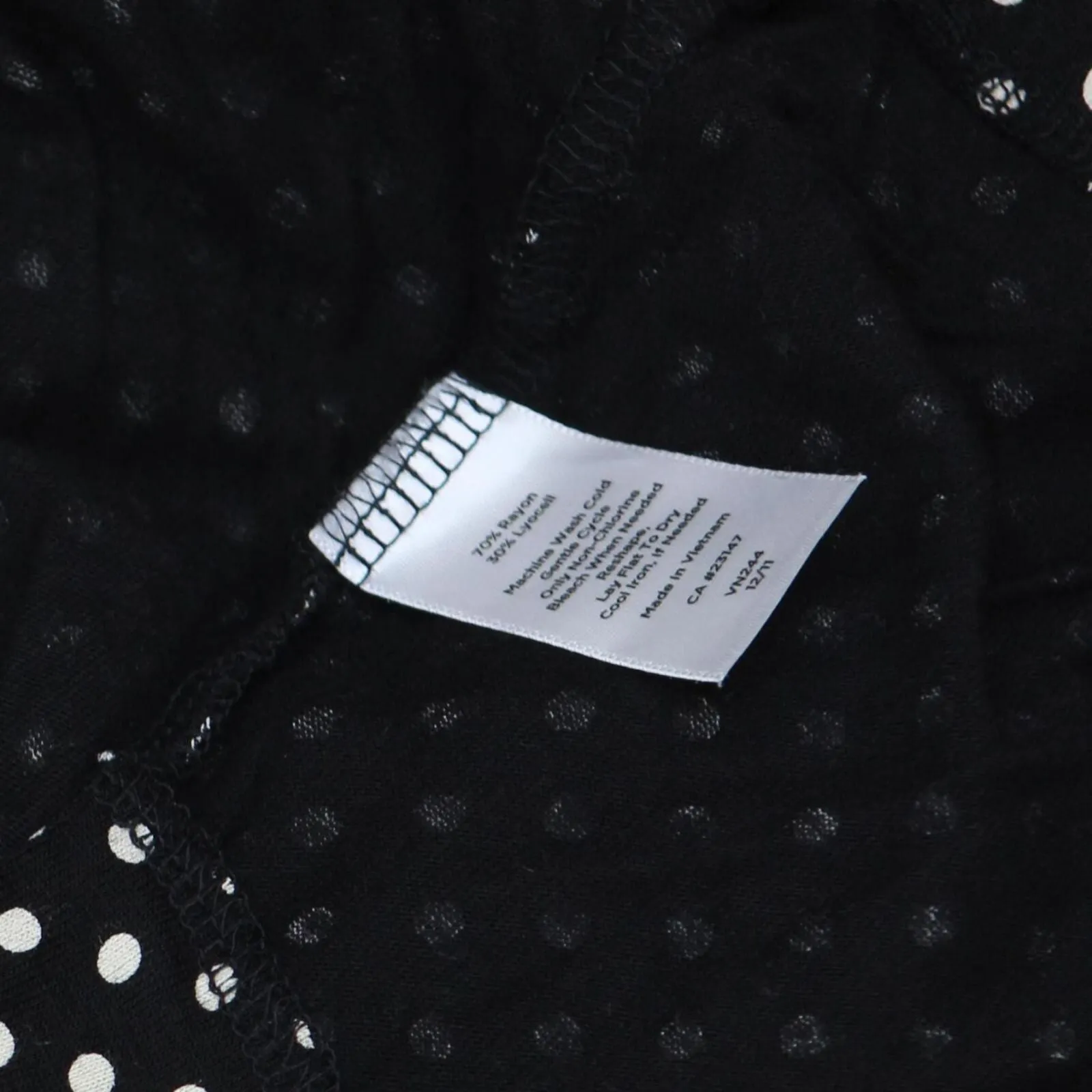 Talbots Womens V-Neck Faux Wrap Blouse Shirt Top Black / White Polka Bot PM