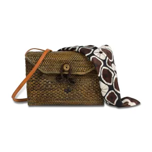 Tara - Silk African Print Rattan Bag