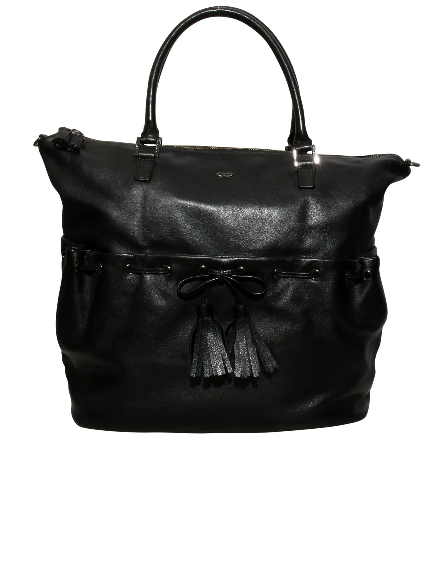 Tassel Detail Leather Handle Bag