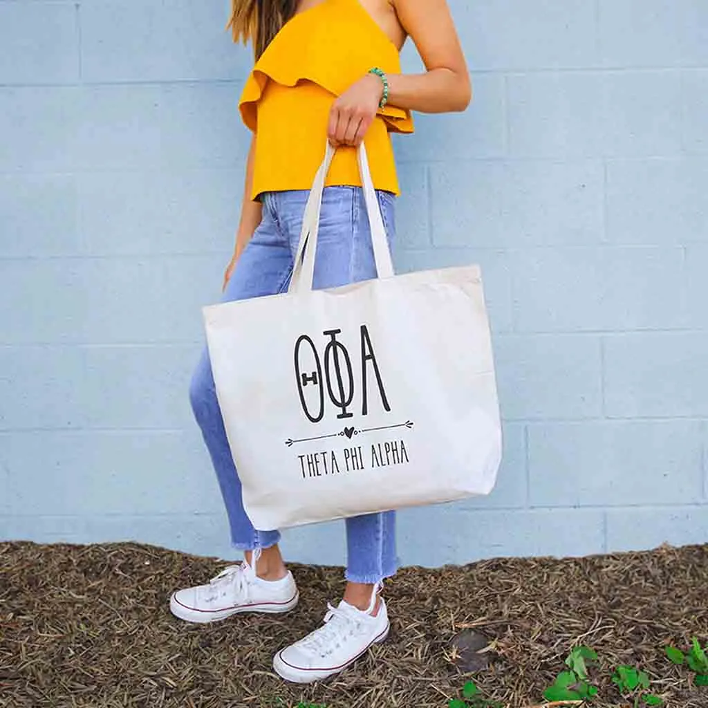 Theta Phi Alpha Stylized Sorority Greek Letters Printed Canvas Bag