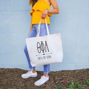 Theta Phi Alpha Stylized Sorority Greek Letters Printed Canvas Bag