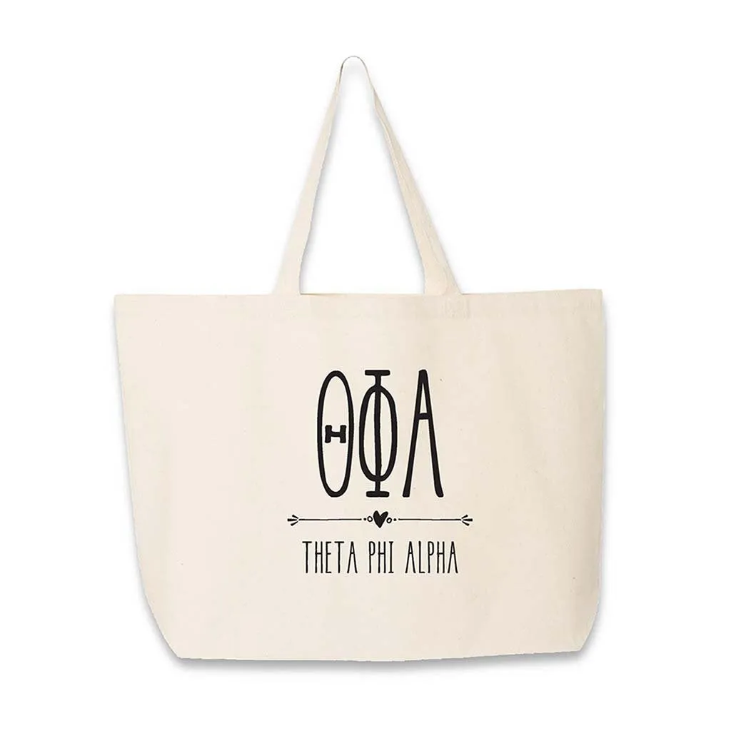 Theta Phi Alpha Stylized Sorority Greek Letters Printed Canvas Bag