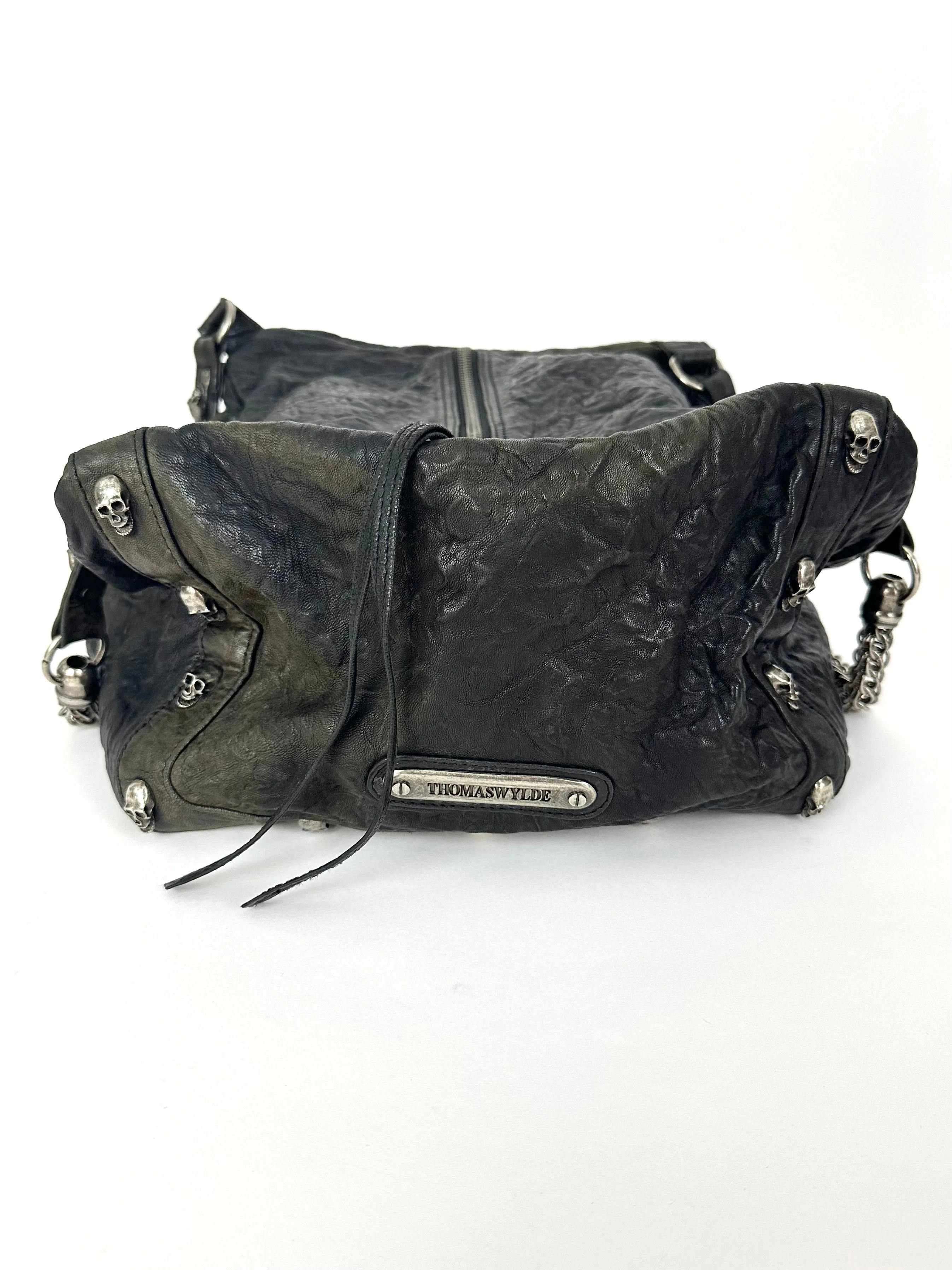 Thomas Wylde Skull Studded Chain Hobo Bag