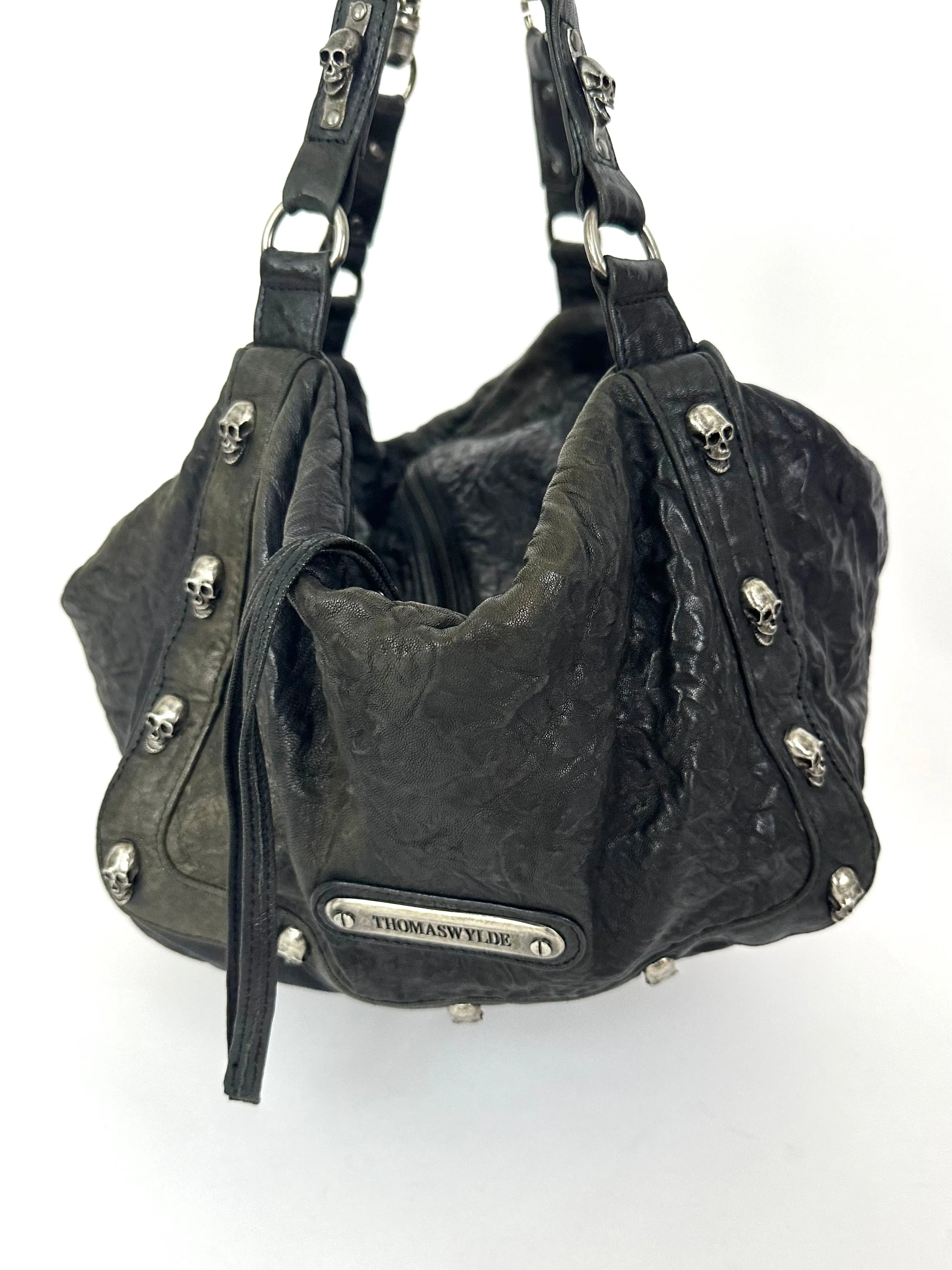 Thomas Wylde Skull Studded Chain Hobo Bag
