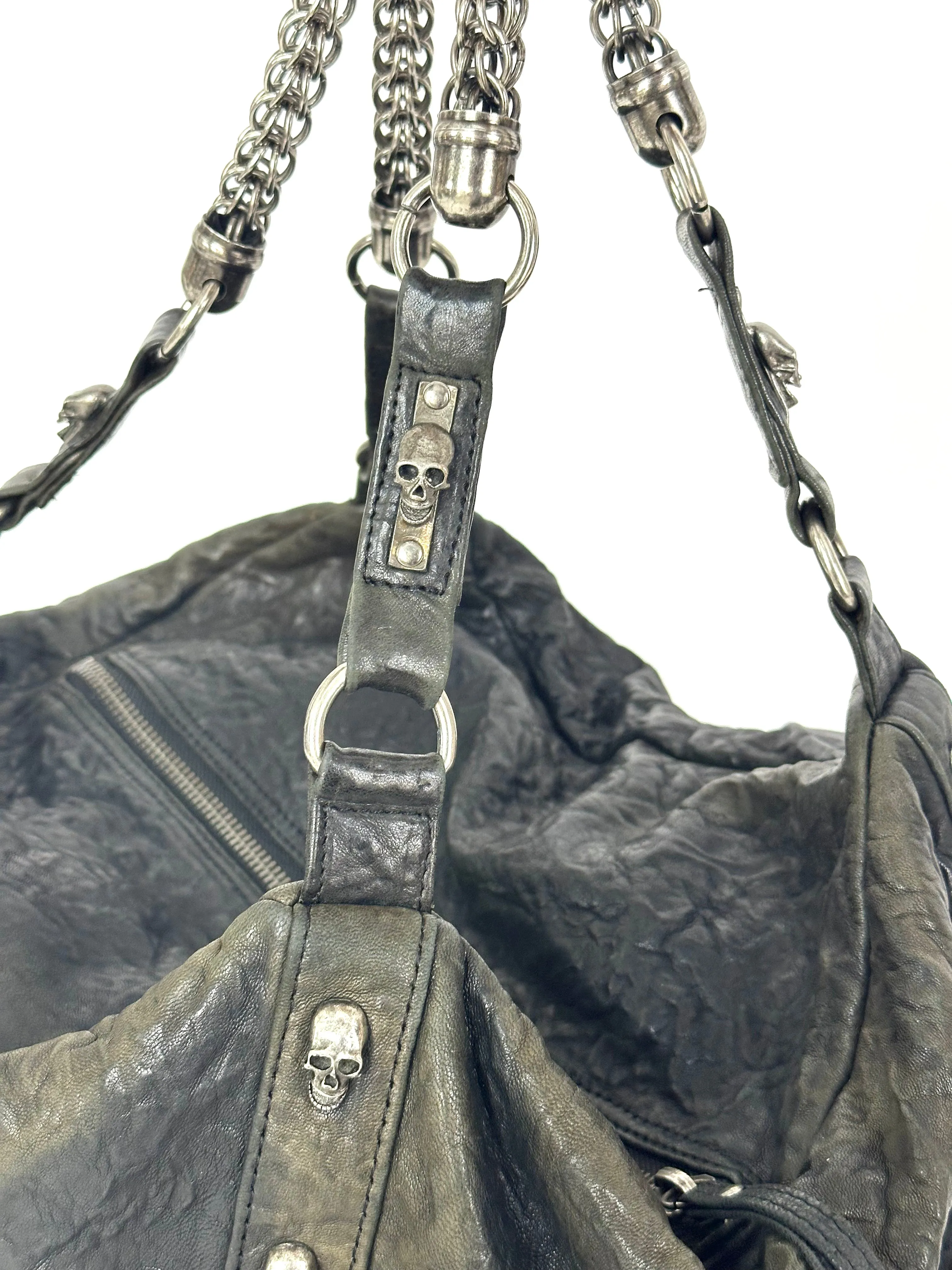 Thomas Wylde Skull Studded Chain Hobo Bag