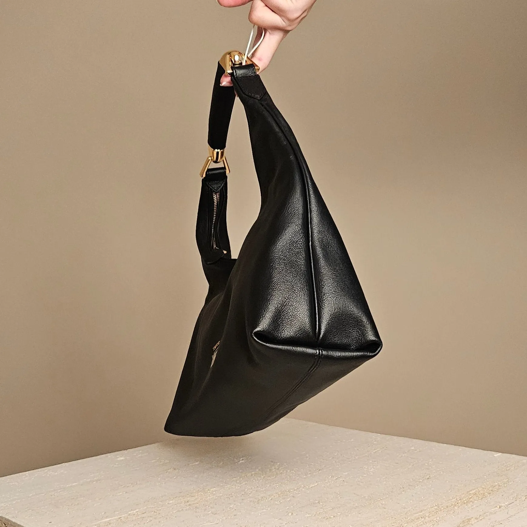 Tom Ford Black Bianca Hobo Bag Leather