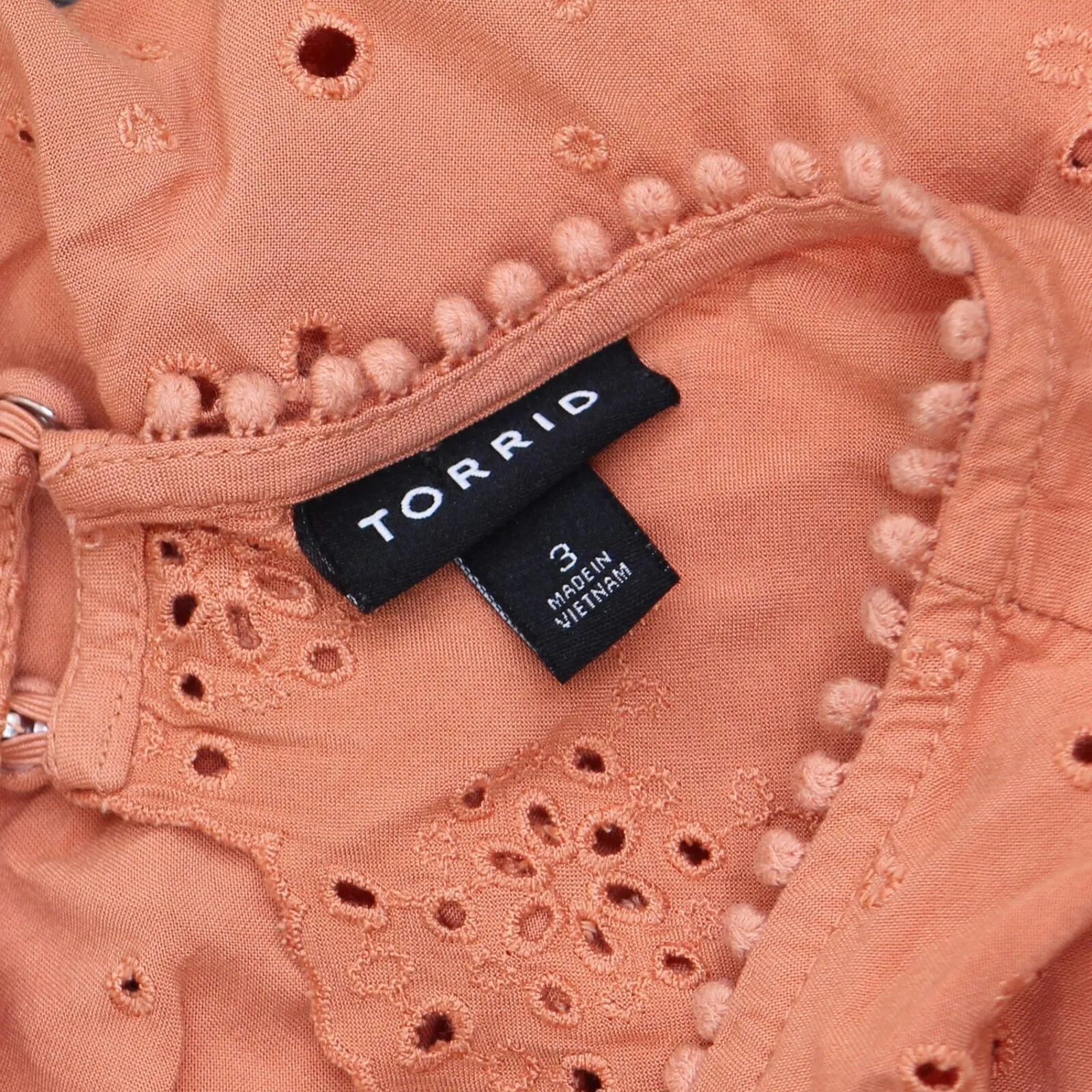 Torrid Womens Short Sleeve Woven Embroidered Blouse Shirt Orange 3