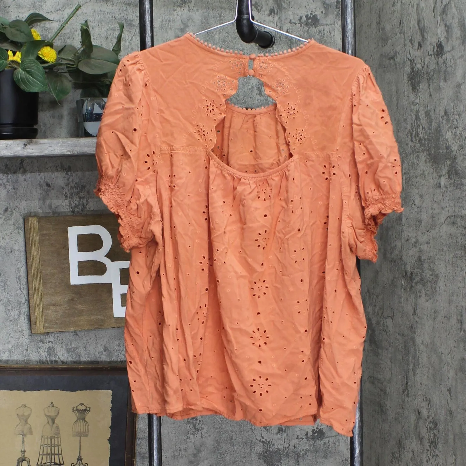 Torrid Womens Short Sleeve Woven Embroidered Blouse Shirt Orange 3