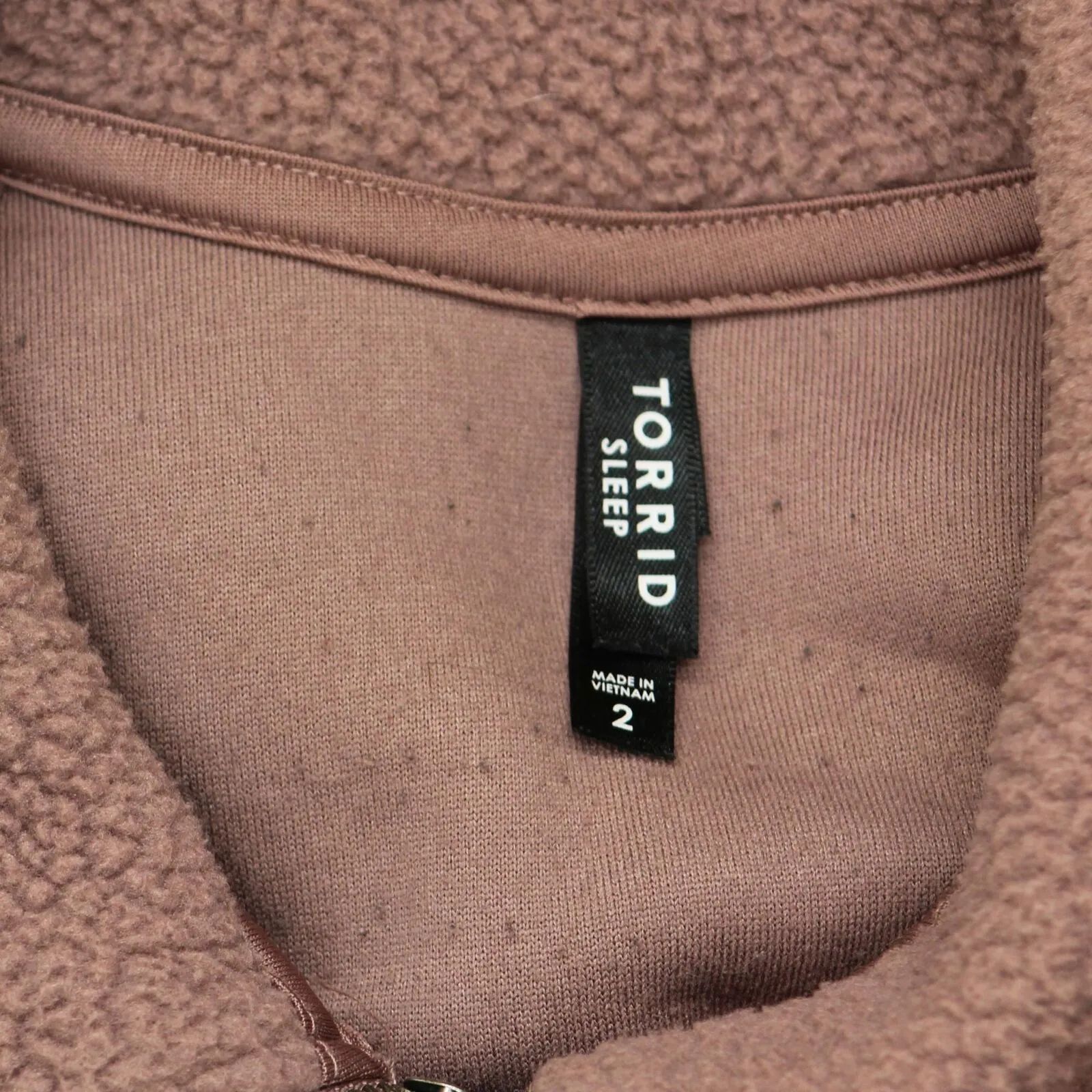Torrid Womens Sleep Full Zip Fleece Sherpa Fleece Jacket Dusty Pink Brown 2