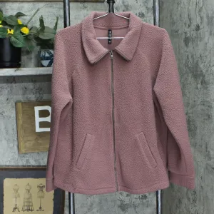 Torrid Womens Sleep Full Zip Fleece Sherpa Fleece Jacket Dusty Pink Brown 2