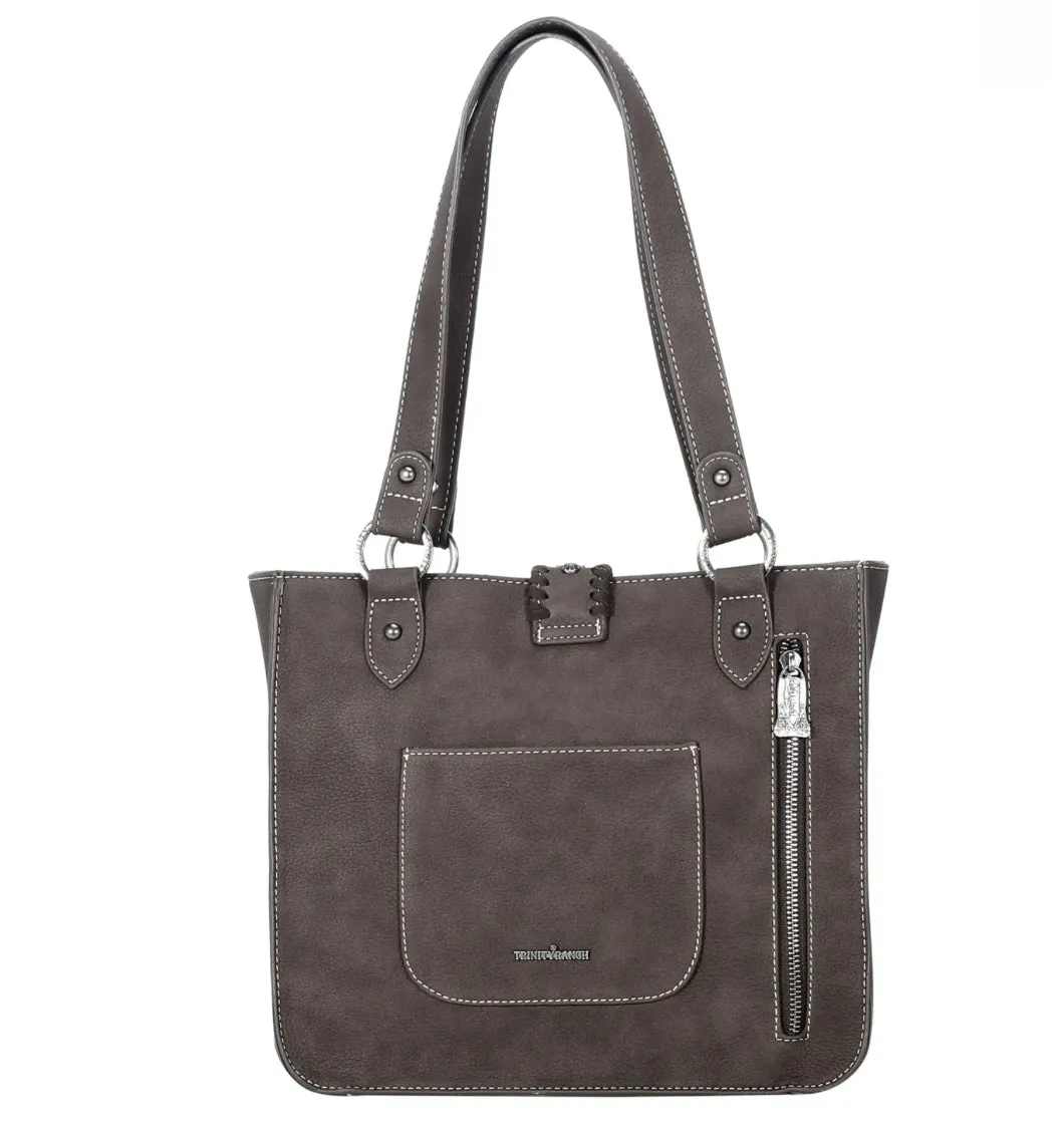 TR136G-8260 Trinity Ranch Hair On Cowhide Collection Concealed Carry Tote-Coffee