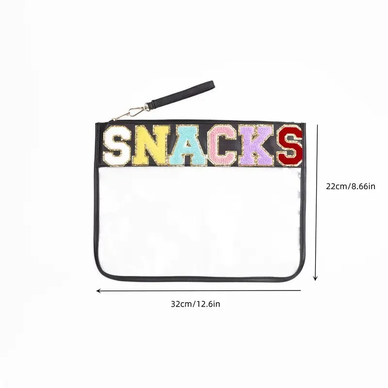 Transparent Zipper Embroidery Letters Portable Waterproof Cosmetic Bags