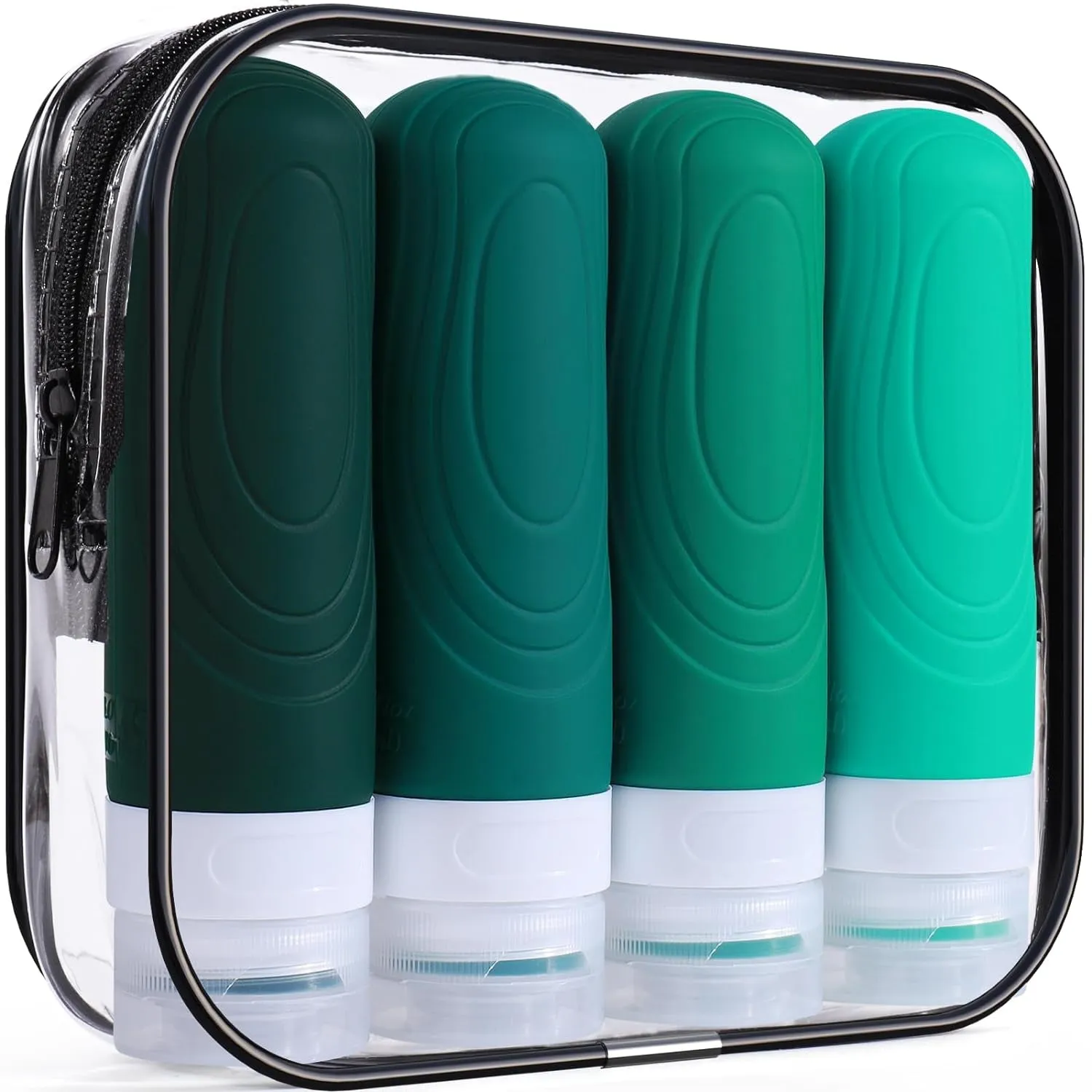 Travel Bottles for Toiletries,Tsa Approved 3Oz Size Leak Proof Silicone Containers for Shampoo, Conditioner,Easy to Squeeze and Portable, Essentials for Traveling (4 Pack) Black