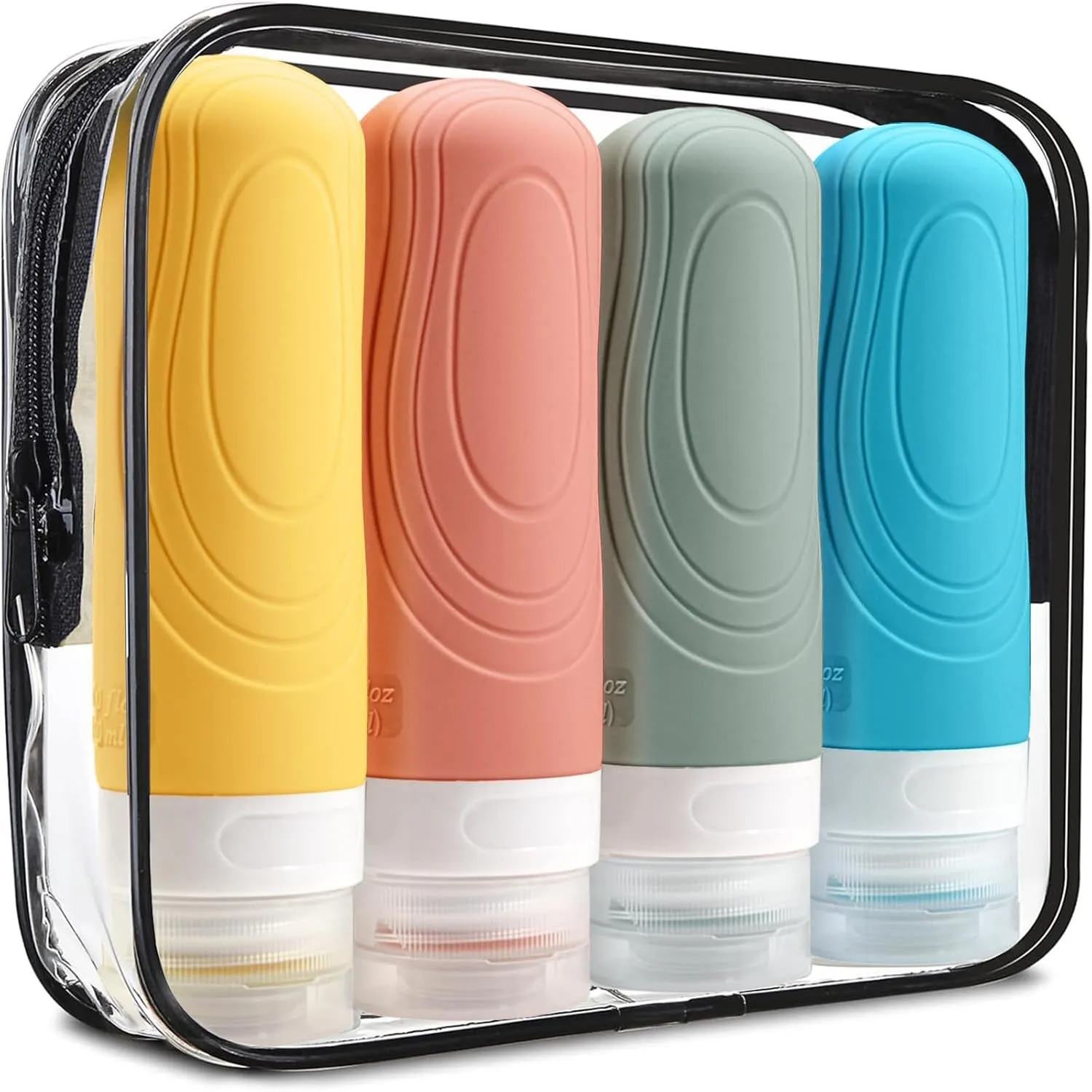 Travel Bottles for Toiletries,Tsa Approved 3Oz Size Leak Proof Silicone Containers for Shampoo, Conditioner,Easy to Squeeze and Portable, Essentials for Traveling (4 Pack) Black