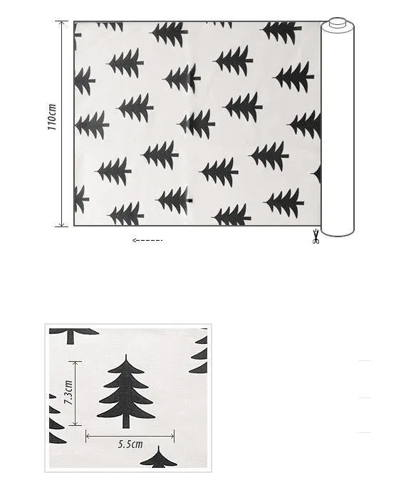 Trees Cotton Fabric, Black Trees Fabric, Oxford Cotton Fabric - By the Yard - 67981