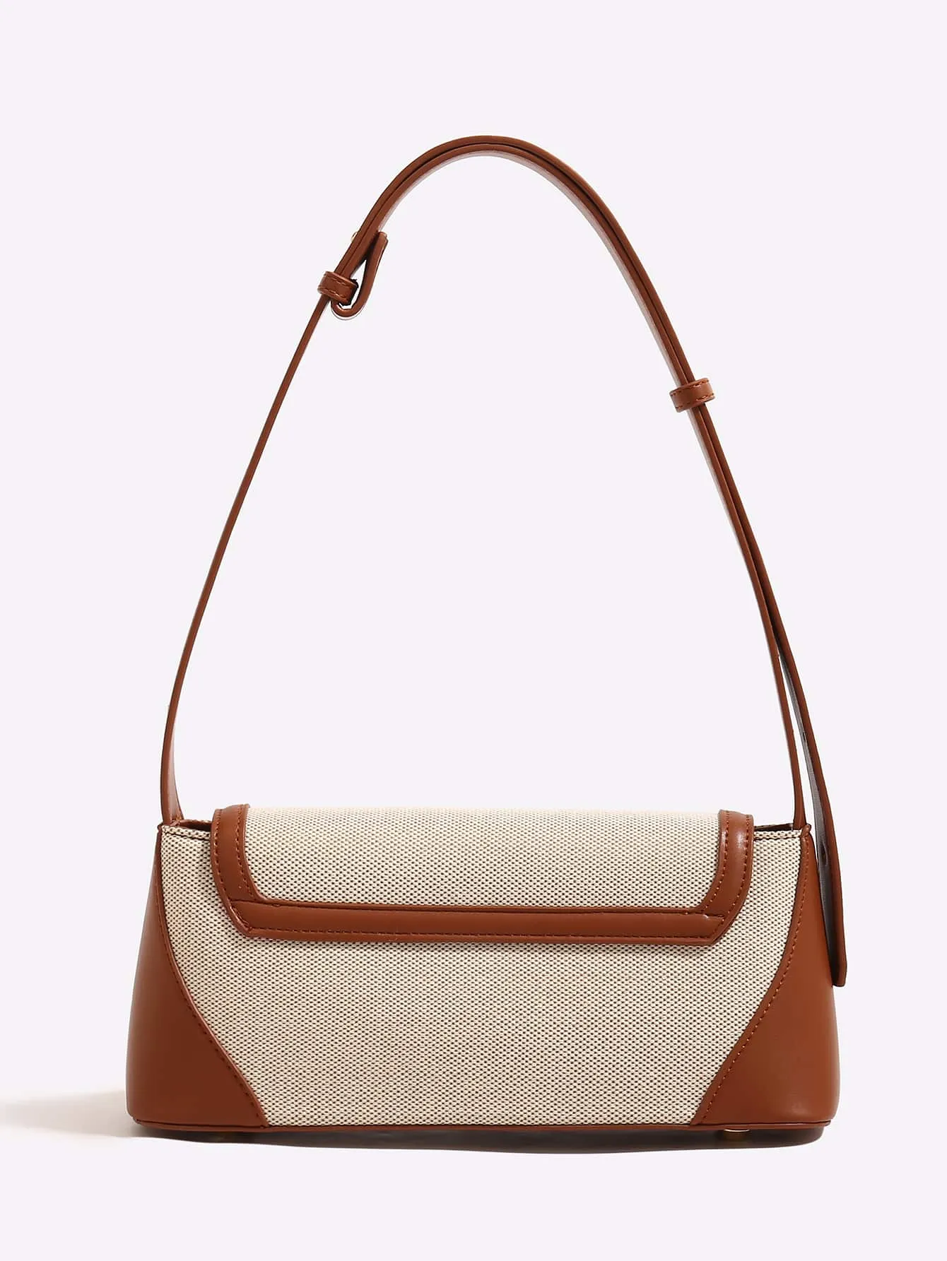 Two Tone Baguette Bag - Brown