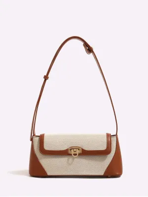 Two Tone Baguette Bag - Brown