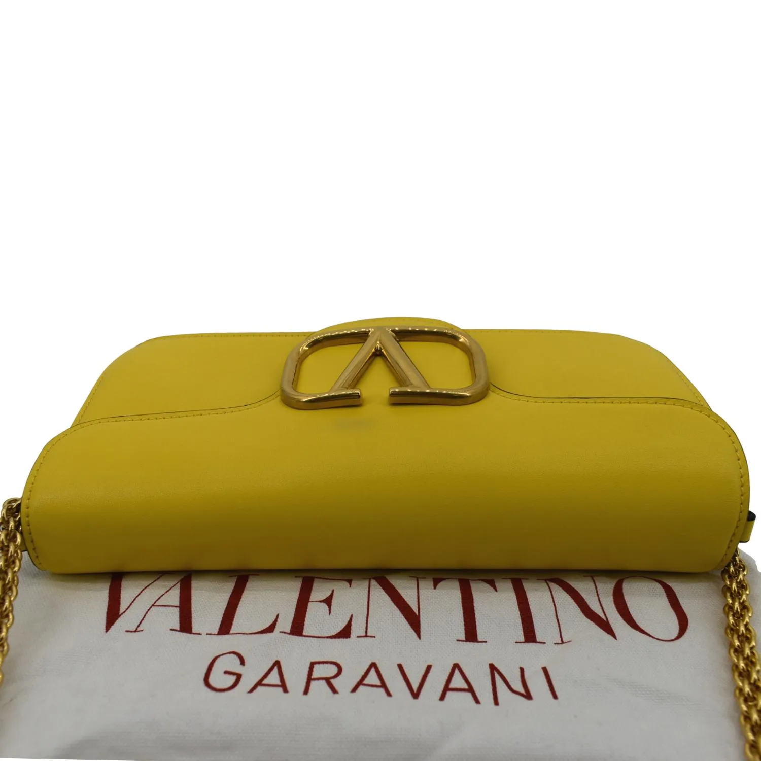 VALENTINO Garavani Loco V Logo Calfskin Leather Shoulder Bag Yellow