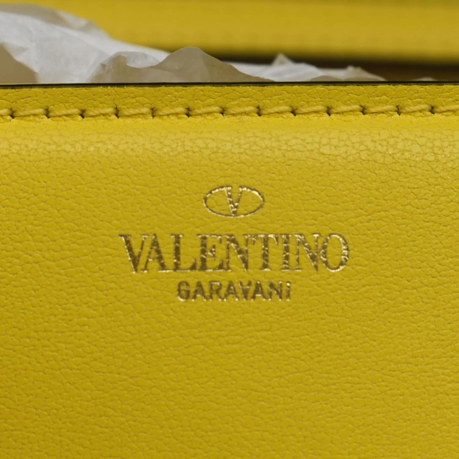 VALENTINO Garavani Loco V Logo Calfskin Leather Shoulder Bag Yellow