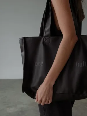 VEGAN LEATHER TOTE BAG - BLACK
