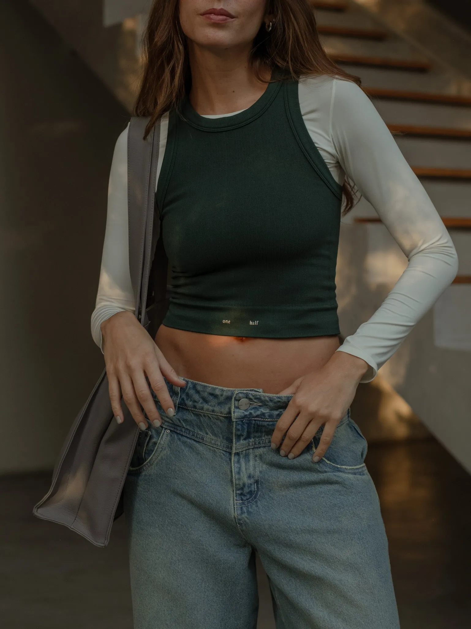 VEGAN LEATHER TOTE BAG - GRAY
