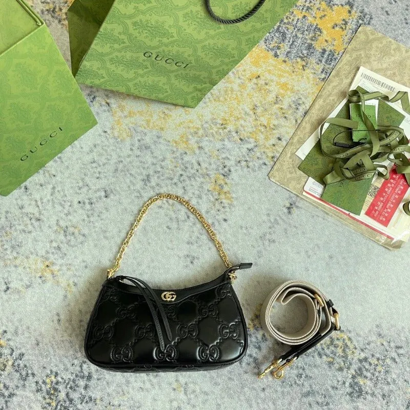 VELORA - GG Matelassé Shoulder Bag Black