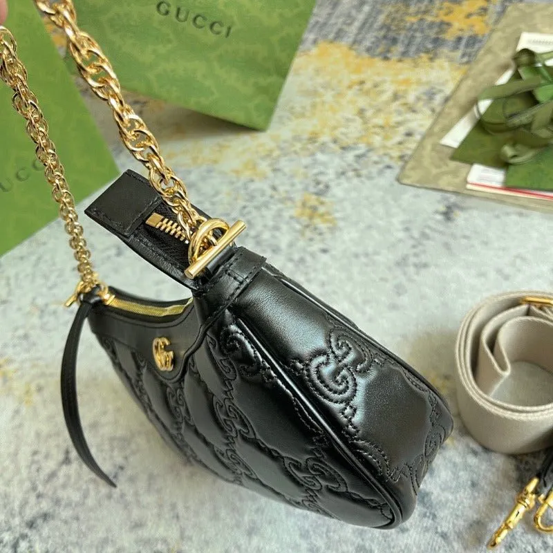 VELORA - GG Matelassé Shoulder Bag Black