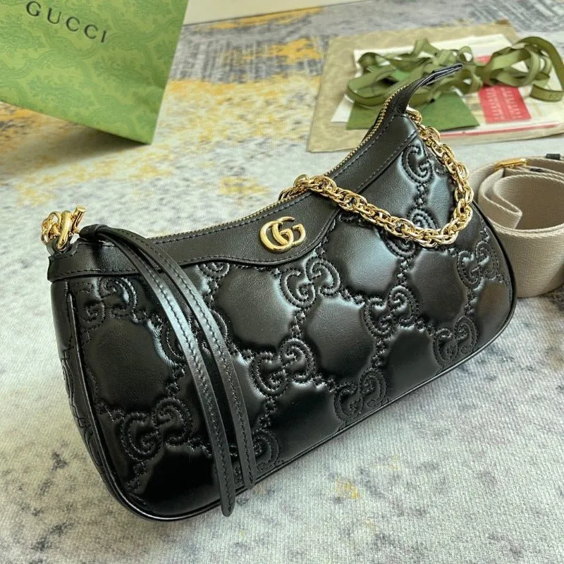 VELORA - GG Matelassé Shoulder Bag Black