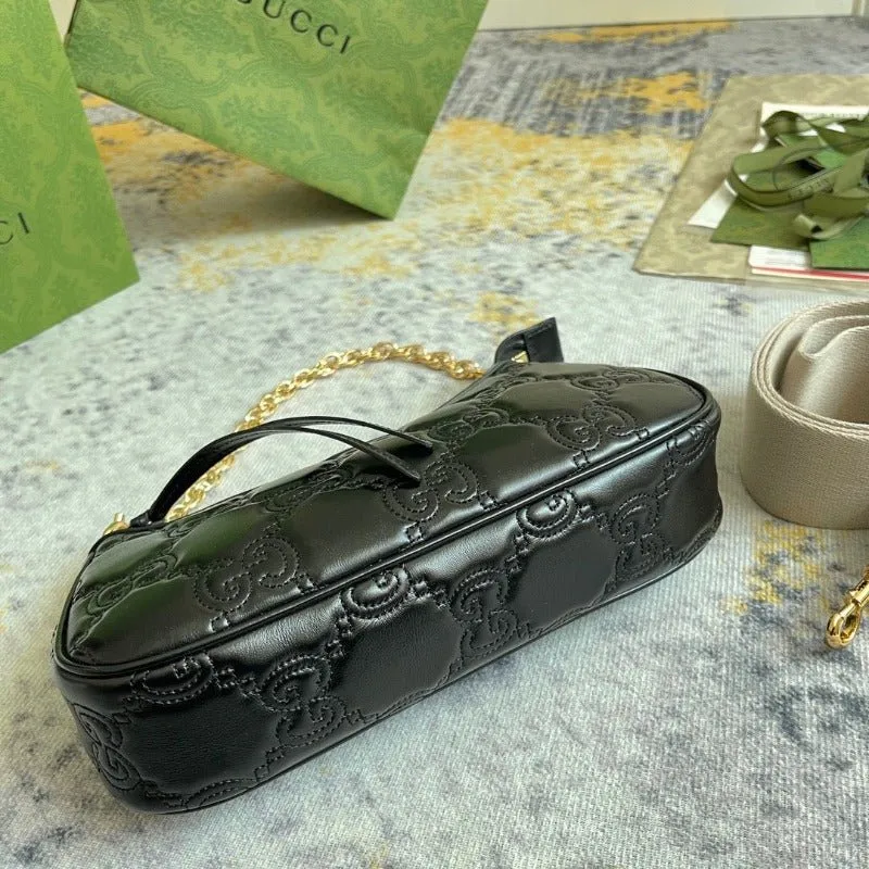 VELORA - GG Matelassé Shoulder Bag Black
