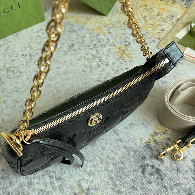 VELORA - GG Matelassé Shoulder Bag Black