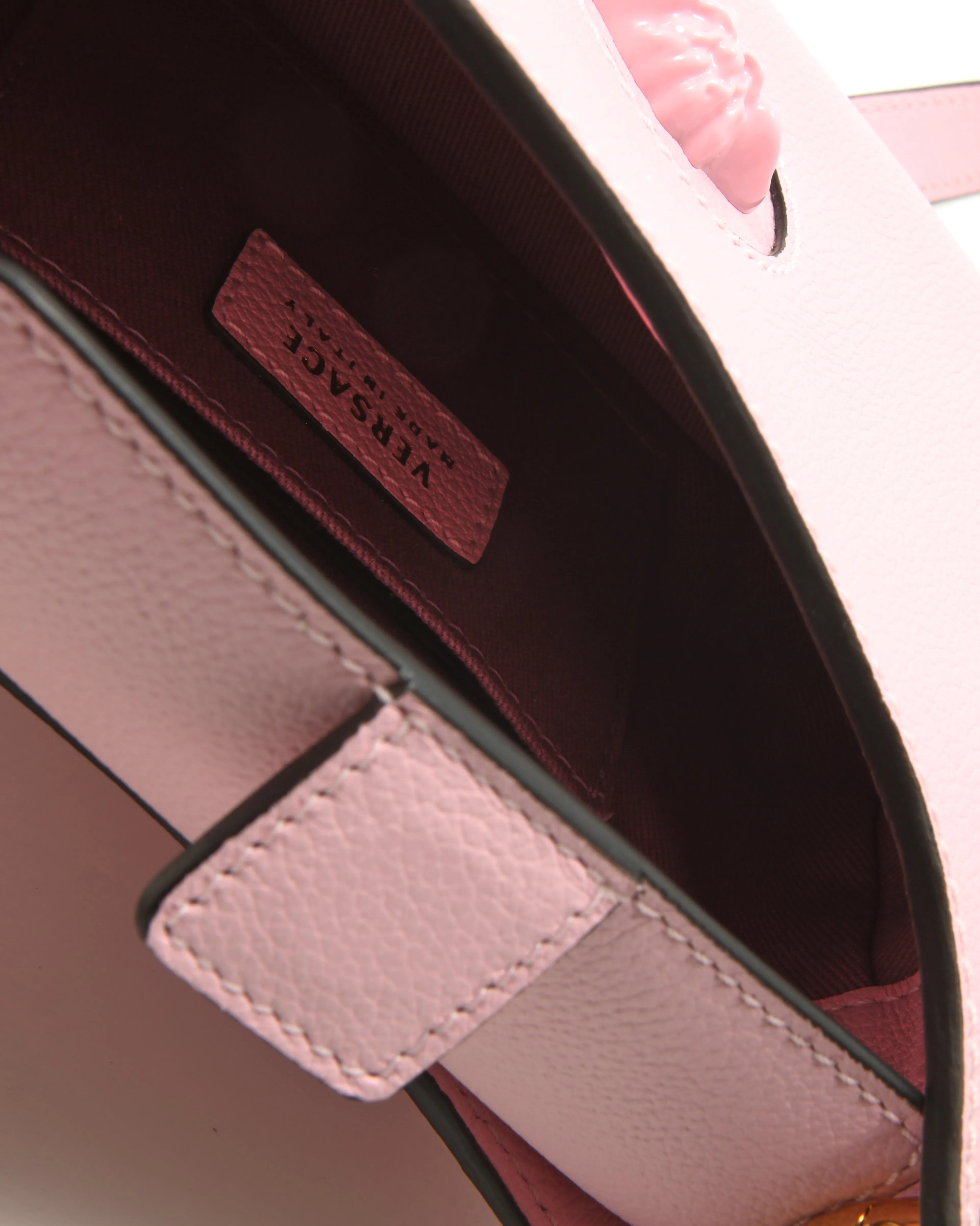 Versace Pink Leather Medusa Head Small Hobo Bag