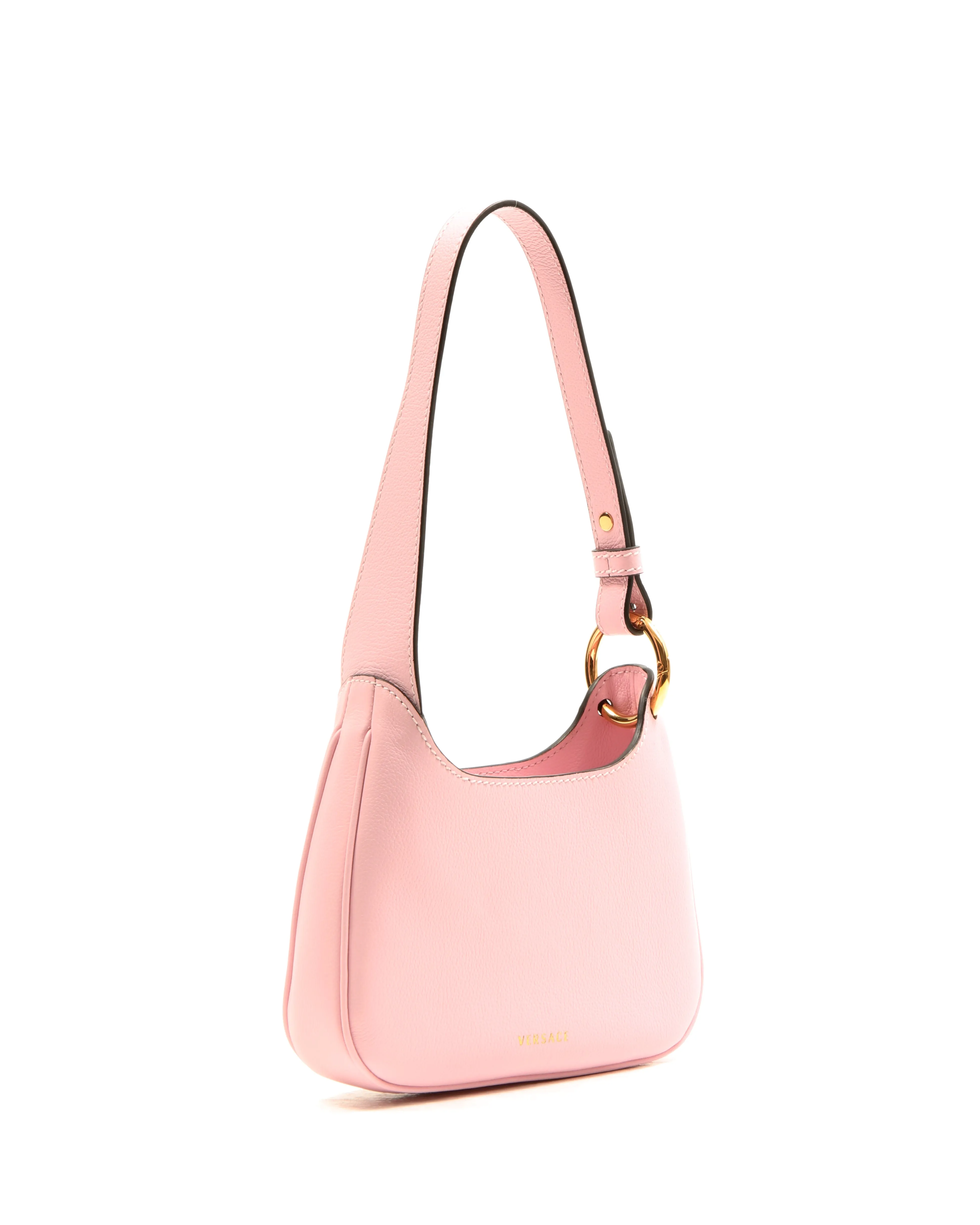 Versace Pink Leather Medusa Head Small Hobo Bag