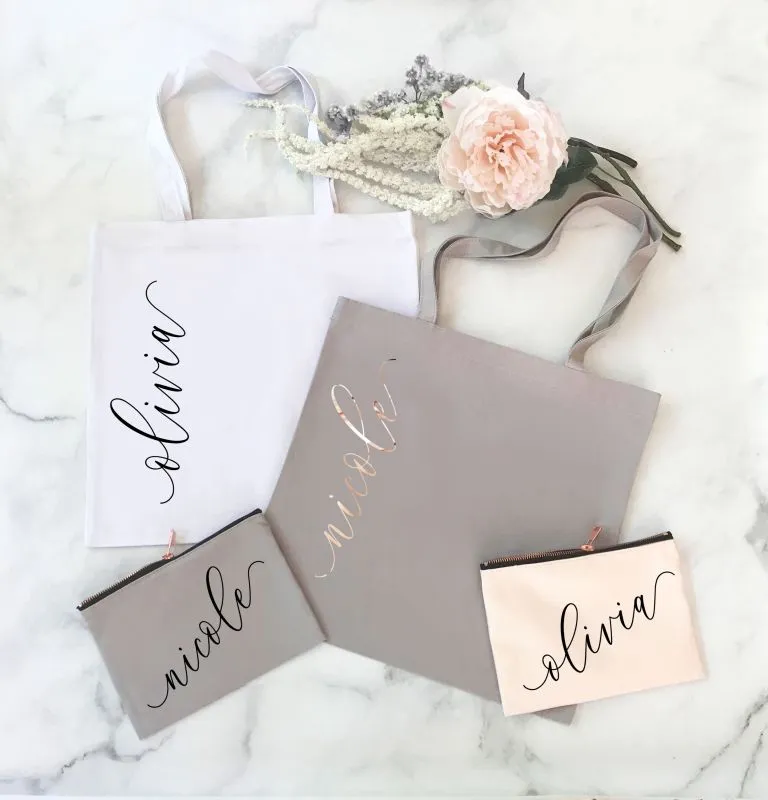 Vertical Text Tote Bags