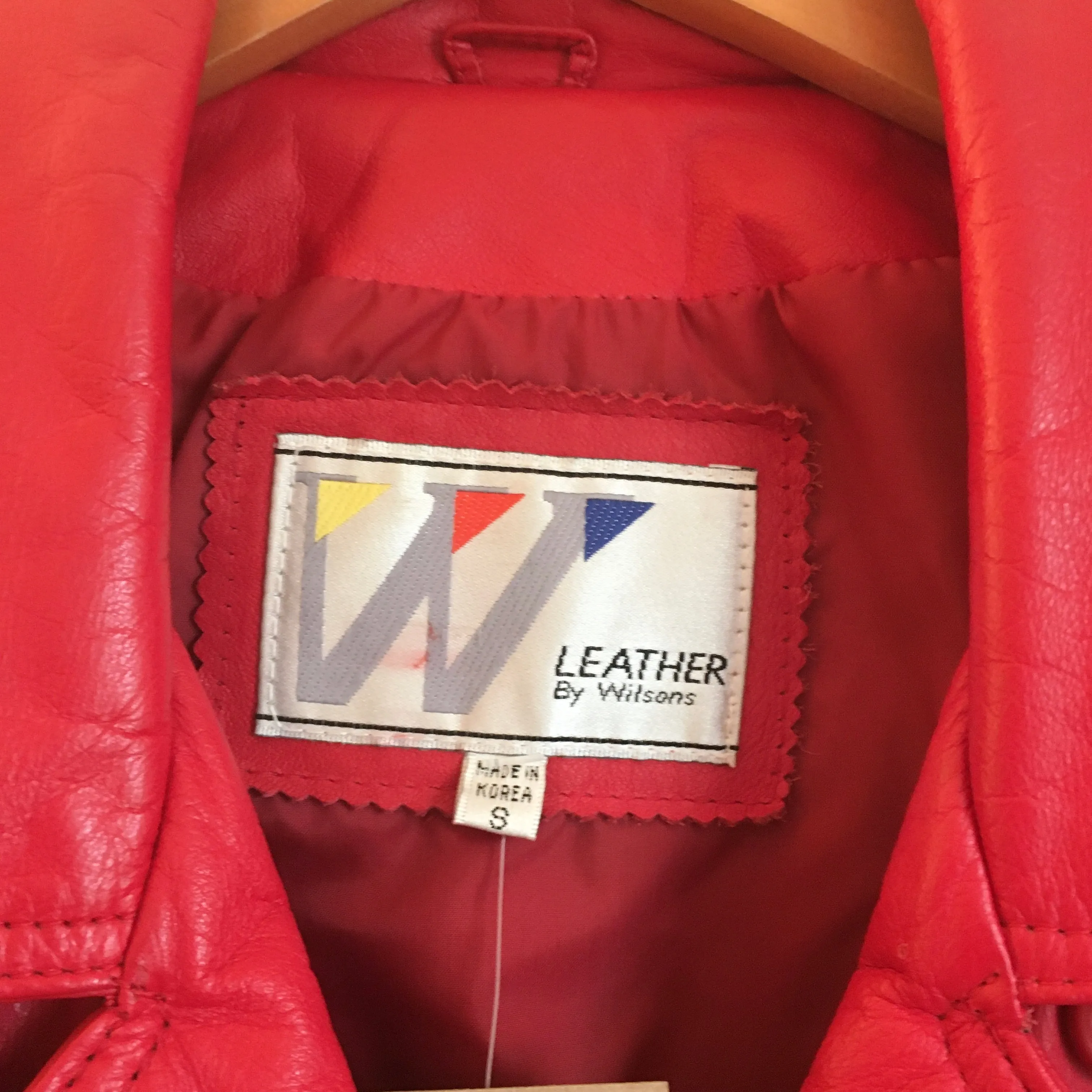 Vintage 80s Cherry Red cropped leather coat jacket by Wilsons // size 8 small medium