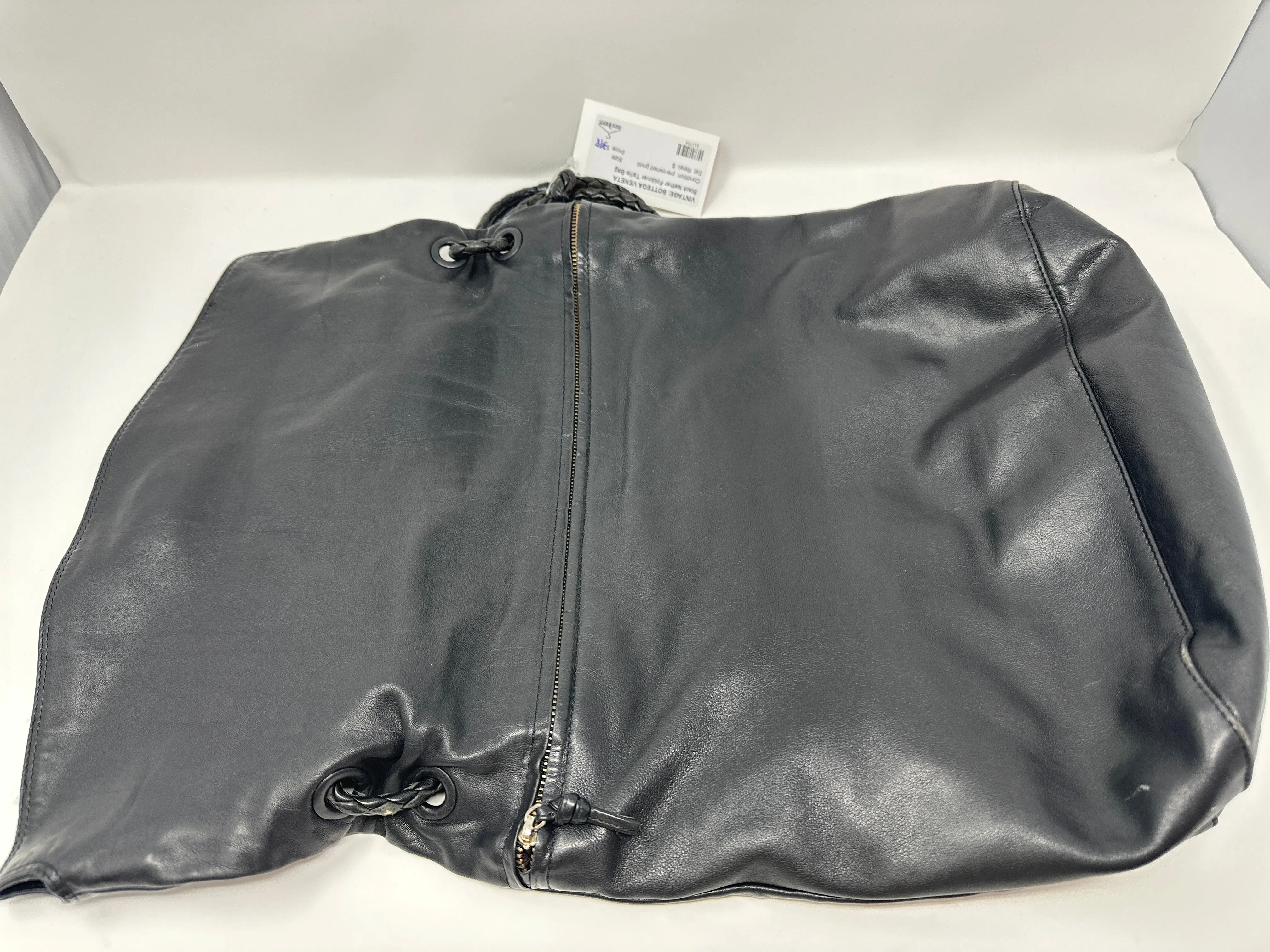 Vintage: Bottega Veneta Black leather Foldover Tallis Bag
