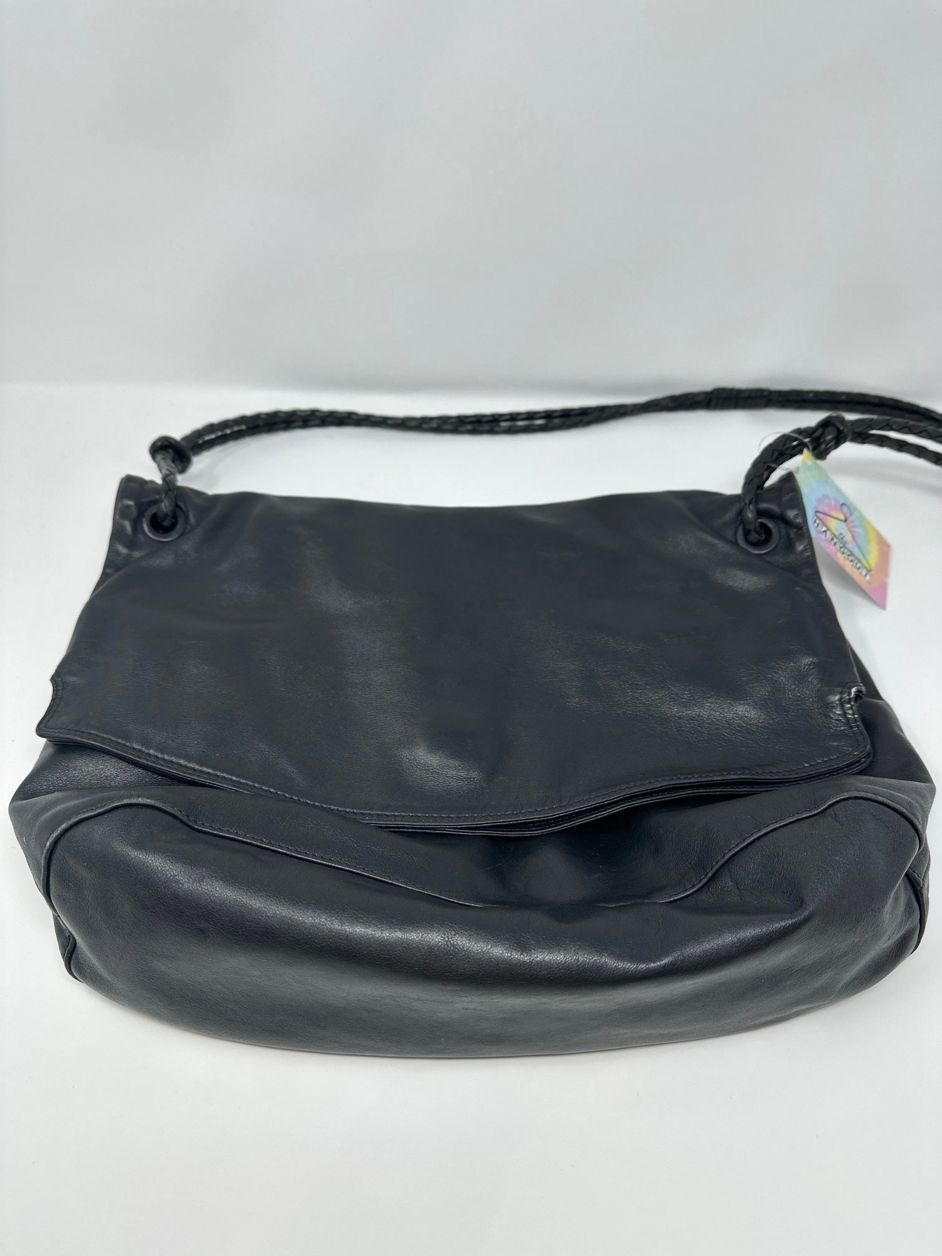 Vintage: Bottega Veneta Black leather Foldover Tallis Bag