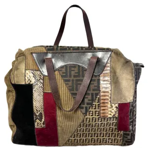 Vintage Fendi 1990 Authentic Patchwork Tote Shopper Bag Purse OOAK
