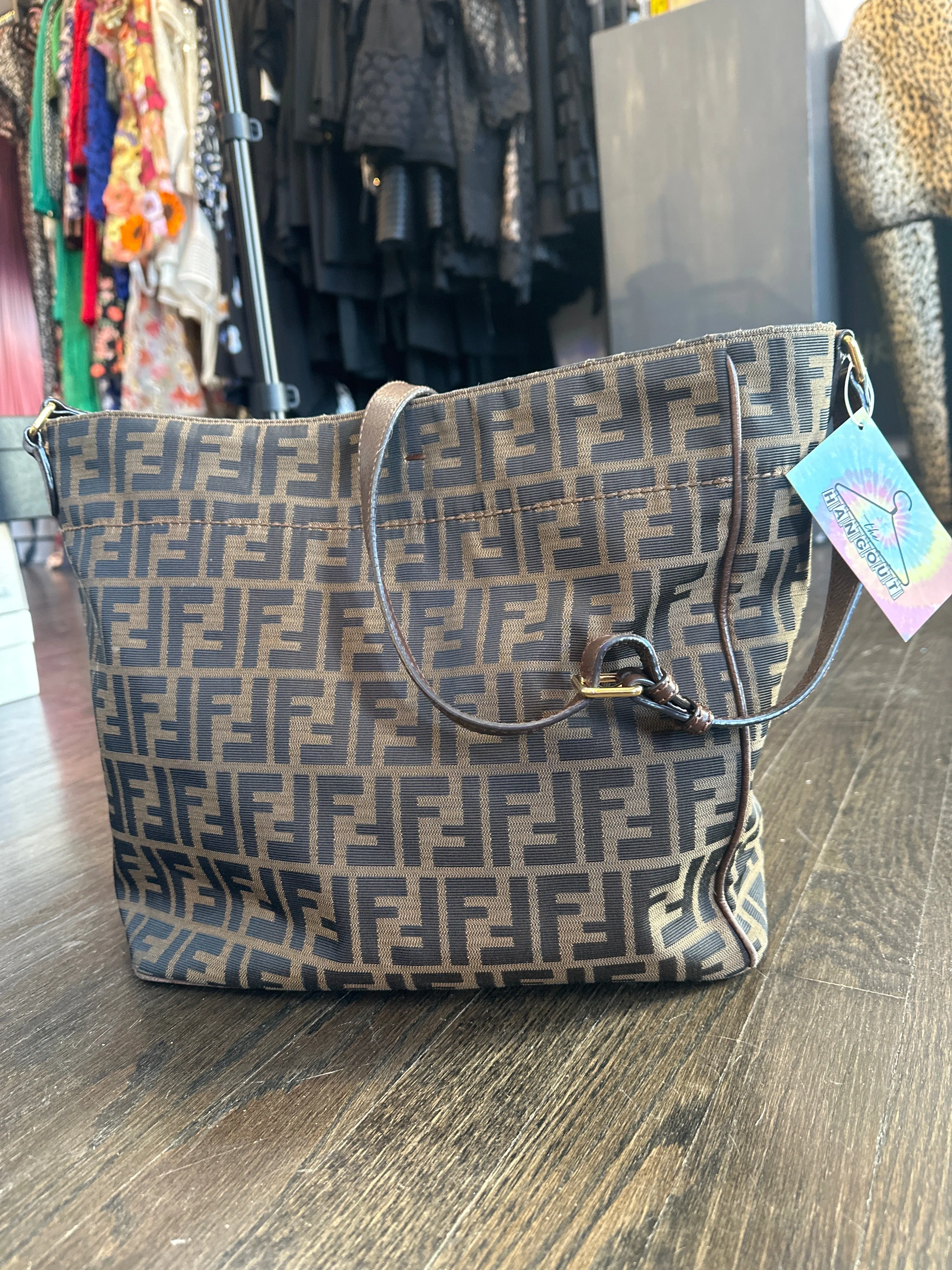 VINTAGE: FENDI FF Fabric Zucchino One Strap Crosssbody Tote