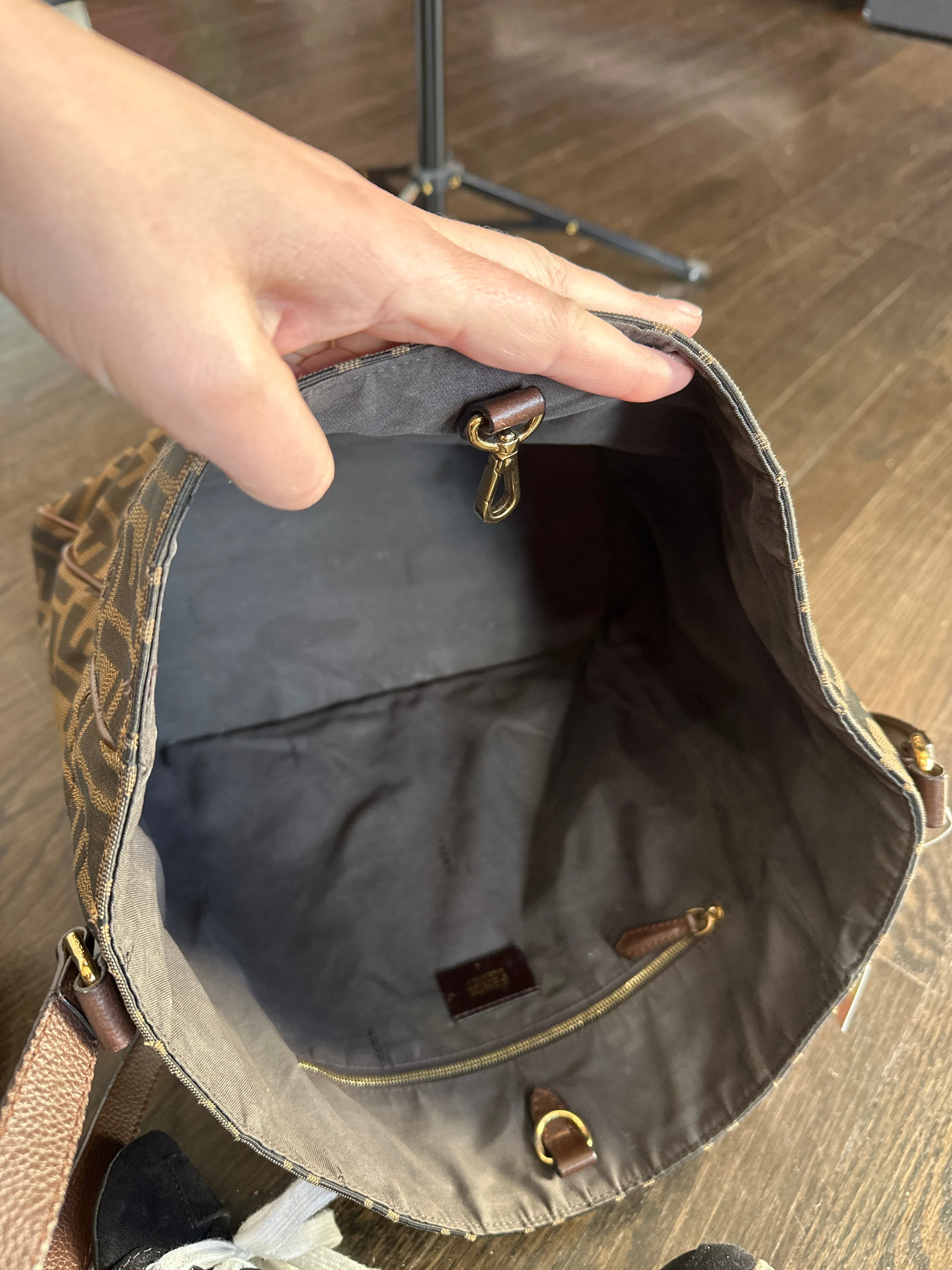 VINTAGE: FENDI FF Fabric Zucchino One Strap Crosssbody Tote